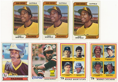 1970s Hall of Famers Rookie Card Lot of (7) Including Dave Winfield, Ozzie Smith, Paul Molitor and Eddie Murray